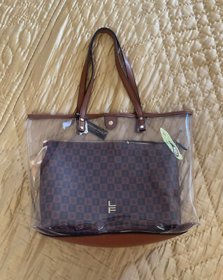 London Fog monogram logo tote bag clear with pouch bag in