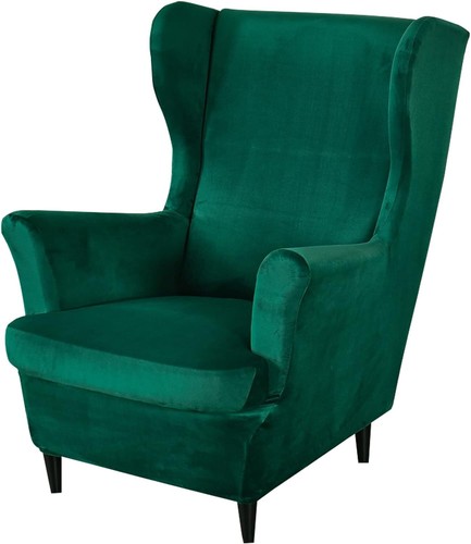 Stretch Wingback Chair Covers Soft Velvet Wing Back Armchair Cover Protector - Picture 42 of 55