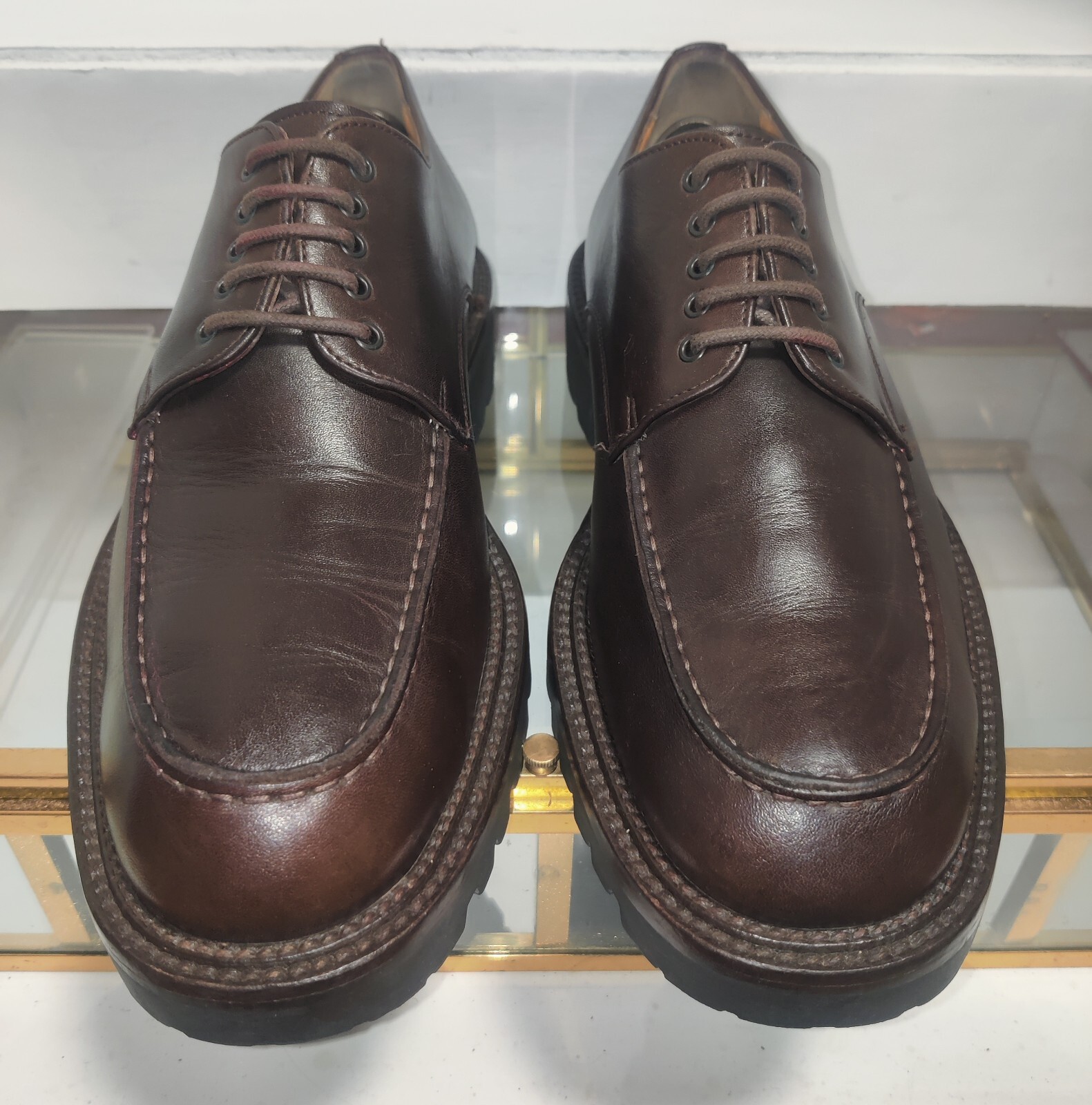 SAOLA Scarpe da derby Gordon Rush grembiule punta da uomo taglia EU 43 marroni made in Italy