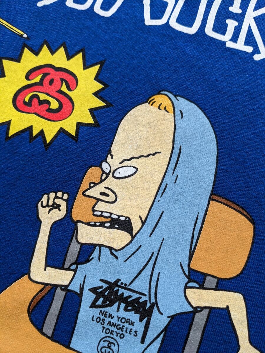 NEW Vintage Stussy Beavis and Butt-Head Blue Shirt size NEW Vintage Stussy Beavis and Butt-Head Blue Shirt size