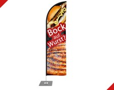 Beachflag BOCKWURST - WURST - IMBISS Werbefahne mit Mast inkl Druck - 2,6m -5,2m