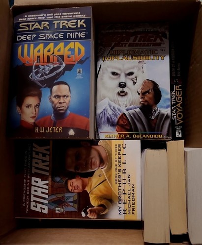 Box Of 20+ Random Mixed Lot of "Star Trek" Paperback Novels Books