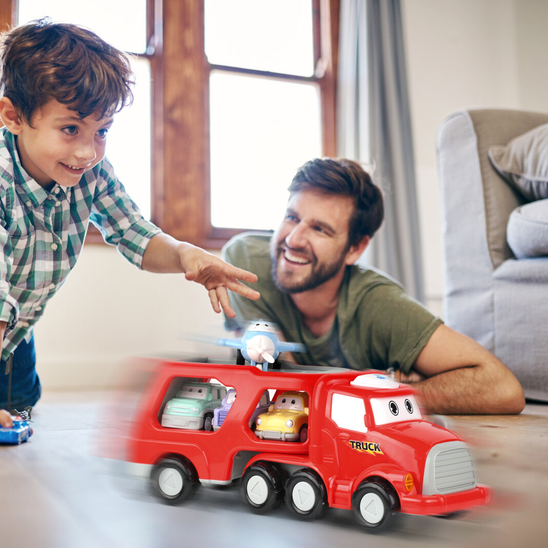 Toy Truck Carrier & 4 Mini Cars Play Set Transport Car Toys Lorry Truck