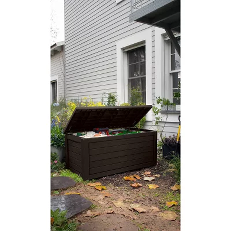 Keter 165 Gallon Outdoor Patio Storage Deck Box Bench Weatherproof