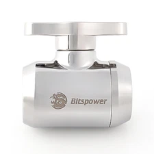 Bitspower G1/4" Mini Valve with Silver Handle, Silver Shining Body