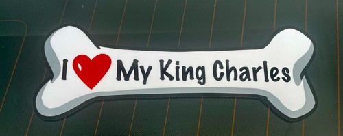 I Love My Dog Sticker I Love My King Charles Bumper Sticker Decal My Dog Bone - Picture 3 of 9