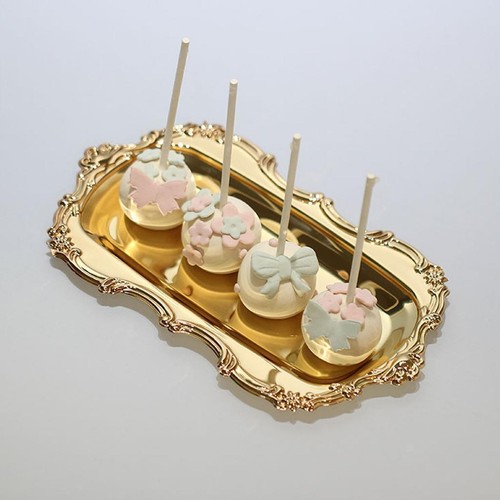 Multifunctional Cake Snack Tray Plate Towel Drinks Serving Dishes Gold - Picture 9 of 10