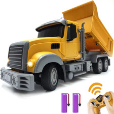 RC Dump Truck Toy for Kids - 6 Channel Remote Control Dump Truck with LED Lights