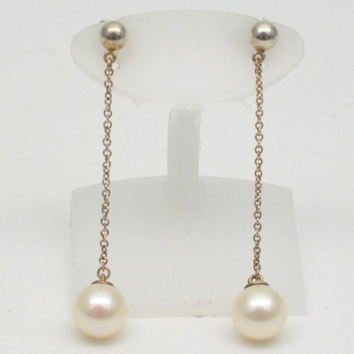 Tiffany & Co. Ziegfeld Pearl Chain Silver SV Earrings AG925 FS - Bild 2 von 5