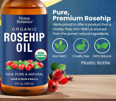 * NEXON BOTANICS * ' 8 OZ ' ROSEHIP OIL '' FOR HAIR, SKIN, & NAILS '' 100% NATURAL