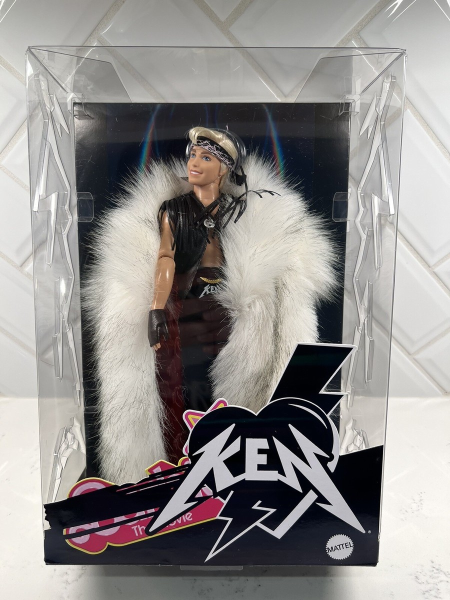 Barbie The Movie Ken Doll In Faux Fur Coat And Black Fringe Vest