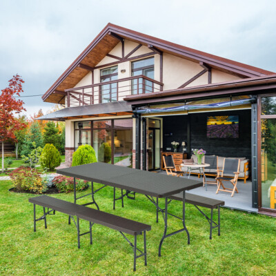 Folding Camping Best Camping Dining Set Woven Garden Dining Table