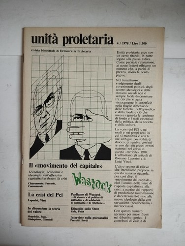 1979 11/12 UNITà PROLETARIA NOVEMBRE/DICEMBRE 1978 N.4 ANNO IV CHIAROMONTE VINCI - Imagen 1 de 2