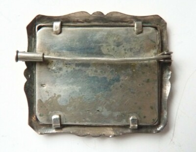 Broche Ancienne XVIIIe Siècle - Miniature Sur Nacre, Argent Massif & Or, Perles #BX