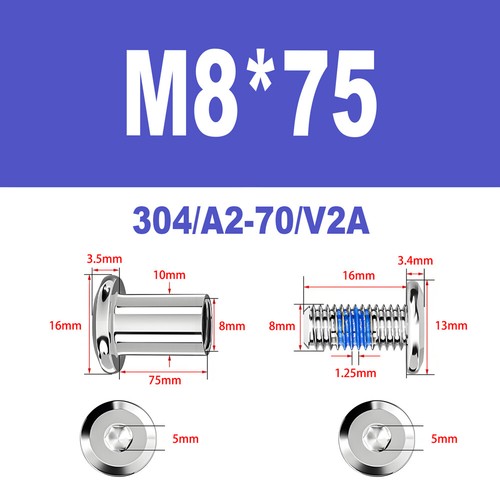 Möbelschrauben A2 V2A Hülsenschrauben M8-M10 Verbindungsschraube Möbelverbinder - Bild 21 von 32