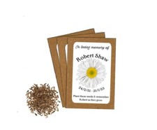 Personalised Funeral Favours Daisy Seed Envelopes  Memorial Remembrance Eco