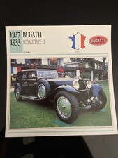 1927 - 1933 Bugatti Royale Type 41 Atlas Car Info Photo Card Spec Sheet France
