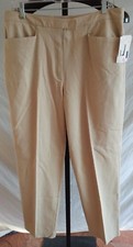 NWT Liz Claiborne Lizsport Beige Stretch Flat Front Dress pants Size 14 Cotton