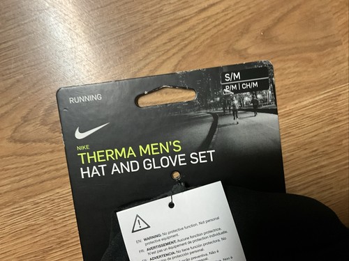 Nike Therma Set Cappello e Guanto Uomo Beanie Nero Grigio Foderato in Pile Running S/M - Foto 4 di 5