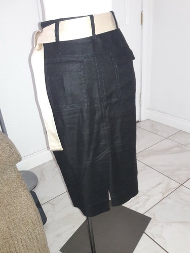 DIANE von FURSTENBERG DVF Black Linen blend belted Pencil Skirt Sz 4 rightzipper - Picture 5 of 12