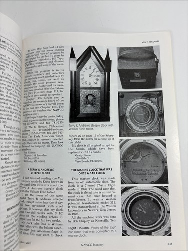 Frick Signal Relojes Shagreen Cajas de Reloj Boletín NAWCC Agosto 2001 Volumen 43 - Imagen 11 de 17