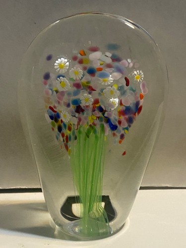 Christopher Belleau " Flower Garden " HTF ~ Signed 2003 Glass Paperweight - Picture 5 of 13