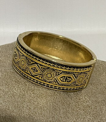 Damascene Bracelet Birds - Etsy DAMASCENE WIDE HINGED BRACELET BIRD DESIGN main image 2