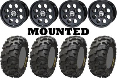 Kit 4 ITP Blackwater Evolution Tires 28x10-14/28x11-14 on Moose 26X Black HP1K