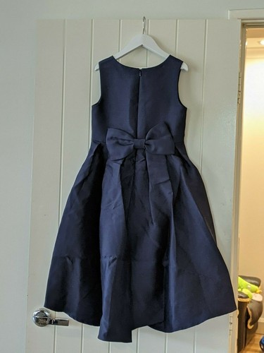 Monsoon Size 9 Sleeveless Corsage Belt Hi-low Navy Blue Girls Dress - Picture 4 of 7