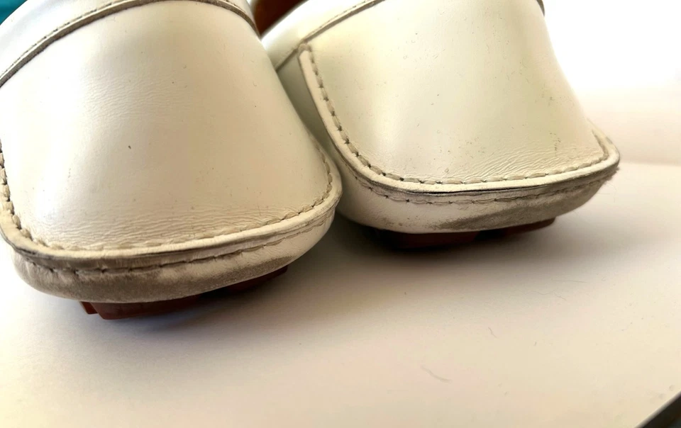 GUCCI White Leather GG Supreme Drivers Moccasin Loafers  Size 10.5 G / 11.5 US - Image 3 of 4