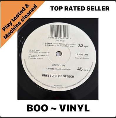 #ad Pressure Of Speech X Beats 12” Hard Trance Vinyl Record 1994 VG M GBP 15.99
