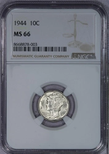 1944 Mercury Dime 10c NGC MS66