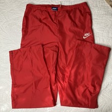 Vintage 80s Nike Windbreaker Track Pants Medium Red Zip Cuffs