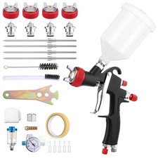 R500 Lvlp Air Spray Gun Kit 4 Nozzles 600ml Cup Nickel-plated Body Adjus... R500 Lvlp Air Spray Gun Kit 4 Nozzles 600ml Cup Nickel-plated Body Adjus...