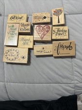 Lot of 50 Wood Mounted Rubber Stamps Mixed Themes and Sizes Flowers Spring