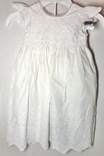 Mud Pie Baptism Christening Church Gown bloomers 3-6m eyelet lace white heirloom