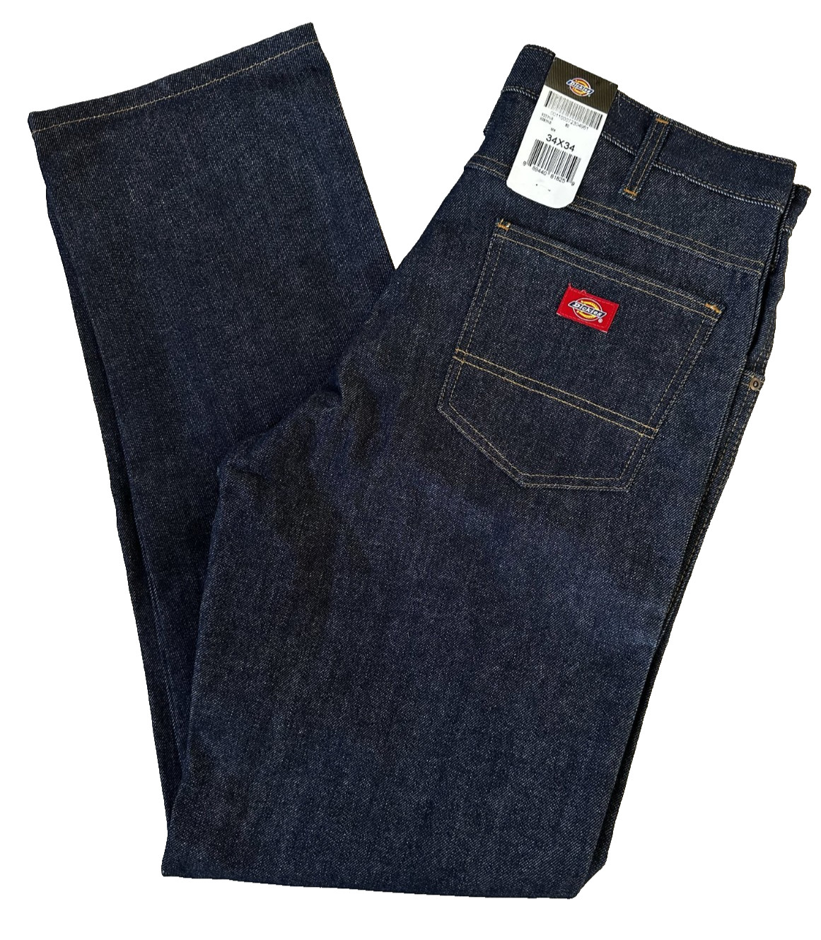's 34x34 Regular Fit Straight Leg 5 Pocket Work Blue Jeans 9