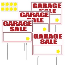 4 Packs Garage Sale Signs with Metal Stake 17" x 13" Double Sided Sign Garage...