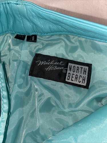 Michael Hoban North Beach Women's Teal Studded Leather Pants Women’s Size 6 - Picture 8 of 14