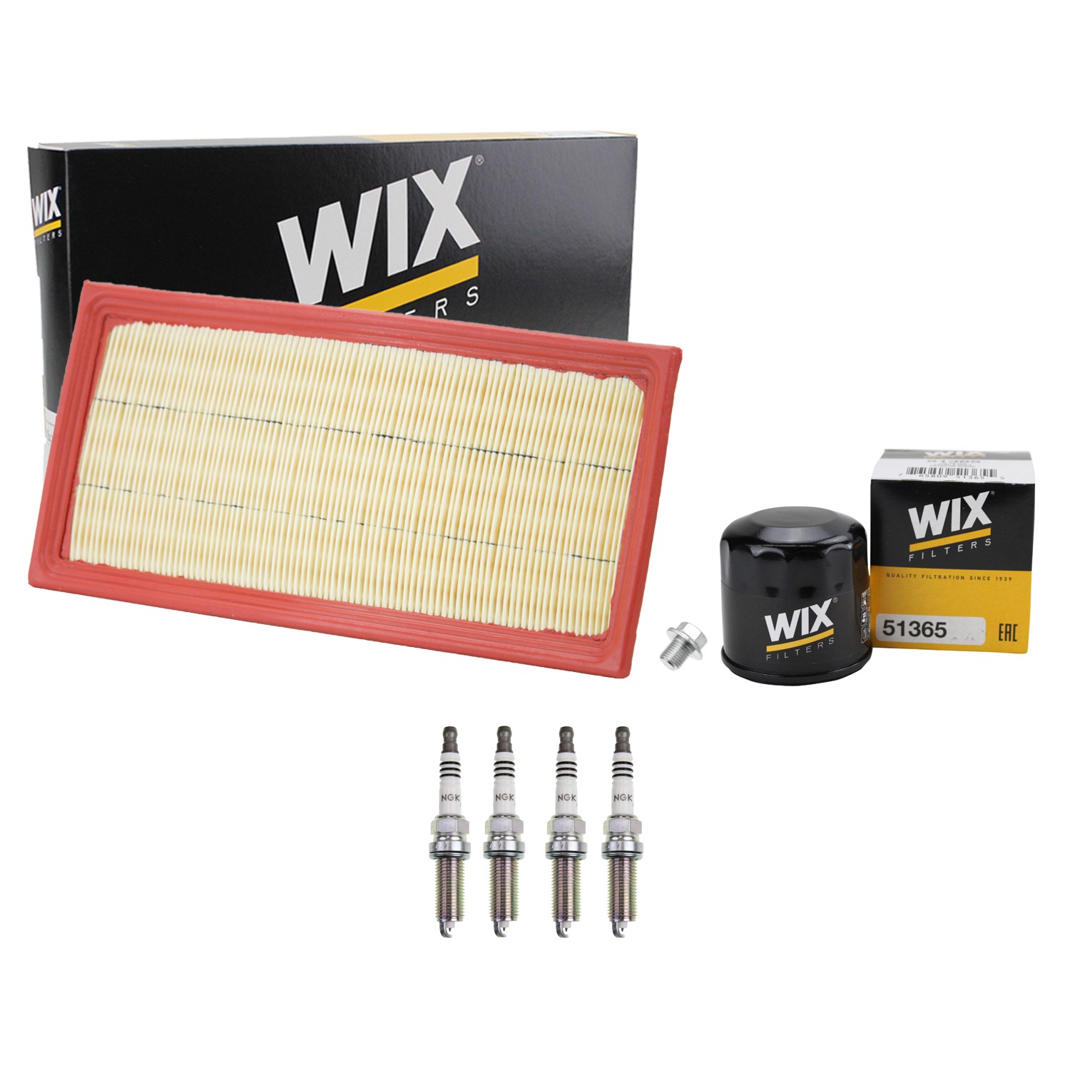 Wix Engine Air Oil Filters  NGK 4 Iridium IX Spark Plugs Kit for Equator 2.5 L4