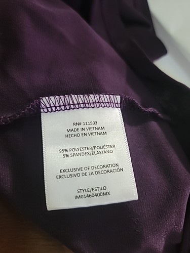 AUW Top Plus 3X Melanzana Viola Maniche Corte Buco della Serra Schiena Elasticizzato Accento Oro - Foto 4 di 5