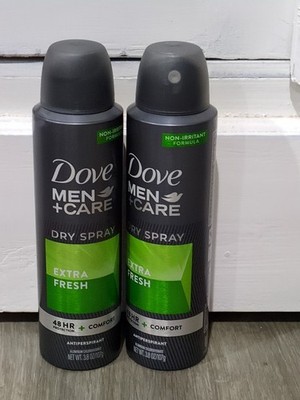 2X Dove Men Care Dry Spray Antiperspirants Extra Fresh 72H Citrus Scent 3.8 Oz