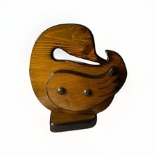 Vintage Folk Art Cottage Core Wooden Duck Goose Decor Handmade 8.25 Tall