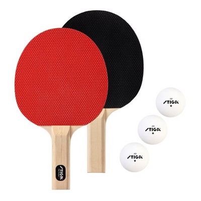 STIGA Classic 2 Play Set, Red and Black, Three 1-Star ITTF Regulation Size Balls