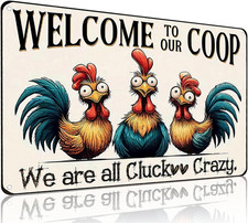 Chicken Gifts Vintage Chicken Welcome to Our Coop Tin Sign for Chicken-Coop Farm