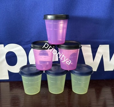 Tupperware Tupper Mini Midgets Container 2oz Set 6 Peacock Pink Dark Seal New
