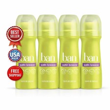 Ban Satin Breeze 24-hour Invisible Antiperspirant, 3.5oz Roll-on Deodorant 4-pk