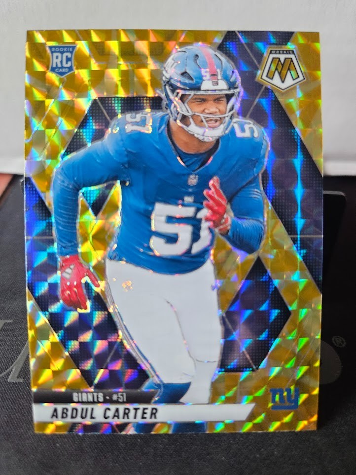 2025 Mosaic Football Abdul Carter RC Yellow Reactive Mosaic Prizm NY Giants #317
