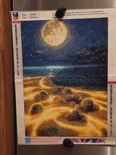 Diamond art Completed 40x30cm Bright Moonlight Over Beach Theme