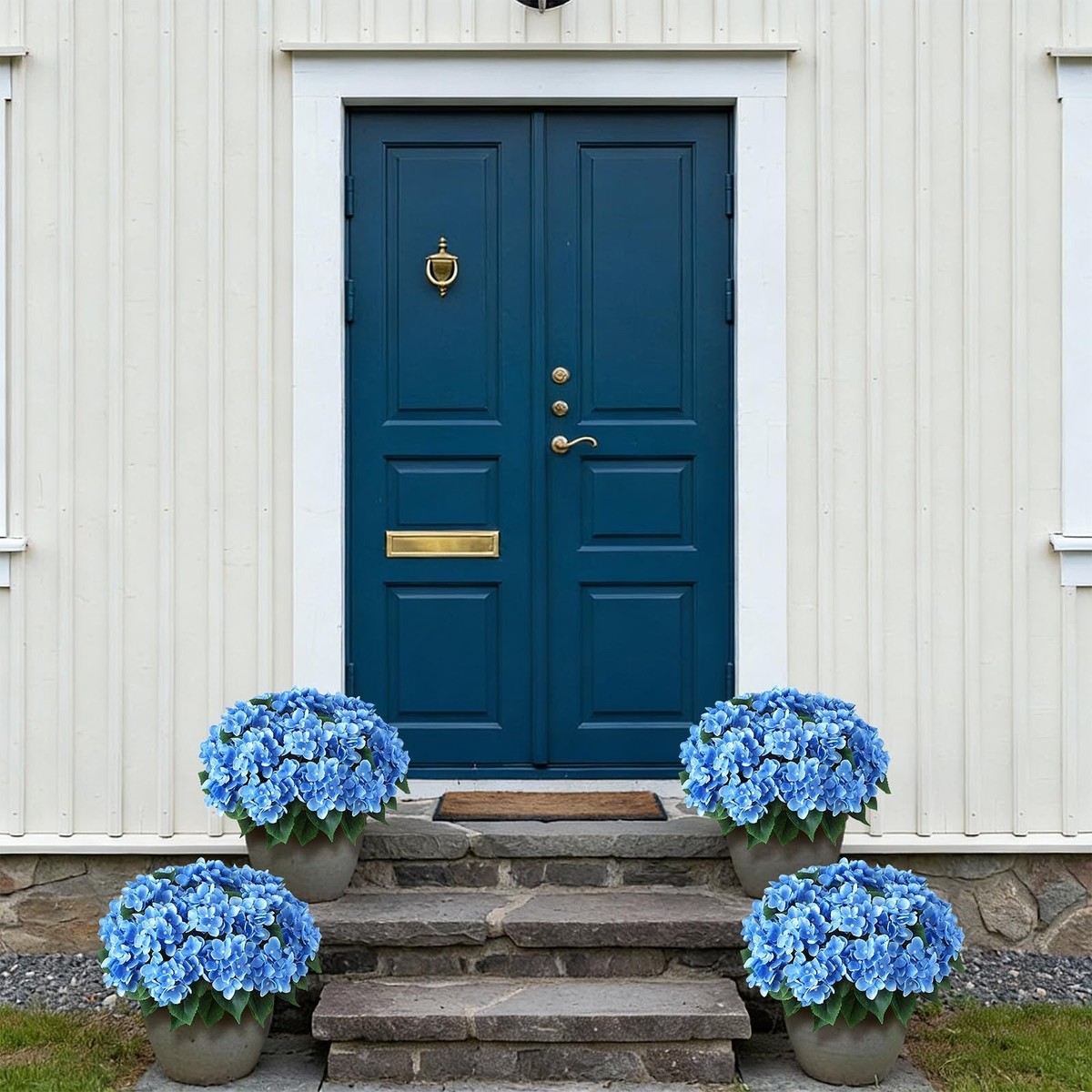 FOTEEWL 8 Bundles Artificial Hydrangea Flowers for Outdoor Decor